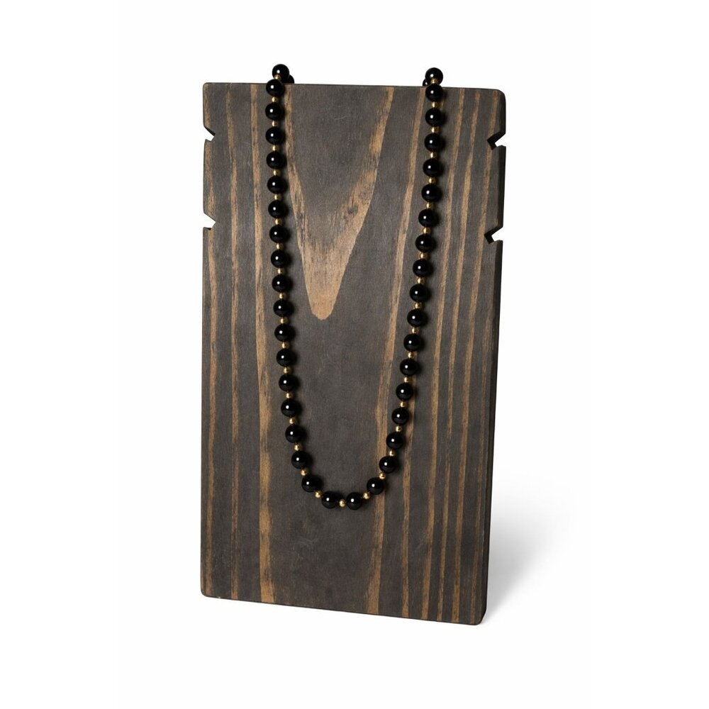 Vintage Black Bead & Gold Accent Separater, Ornate Gold Clasp 24" Necklace